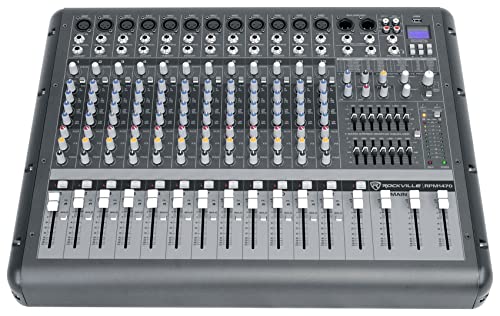 Rockville RPM1470 14 Channel 6000w Powered Mixer w/USB, Effects/14 XDR2 Mic Pres,Black