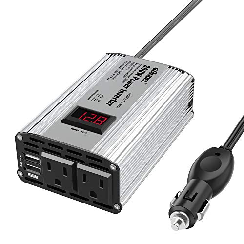 300W Power Inverter DC 12V to 110V AC Car Inverter with 4.8A Dual USB Car Adapter with LED Display