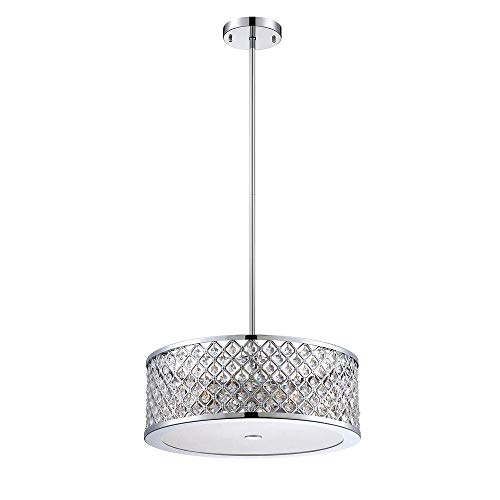 Home Decorators Collection 3-Light Chrome Convertible Semi-Flushmount/Pendant with Frosted Crystal Shade