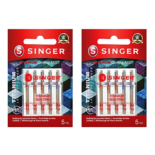 SINGER MULTI04810-2 Titanium Universal Quilting Machine Needles, 2-Pack