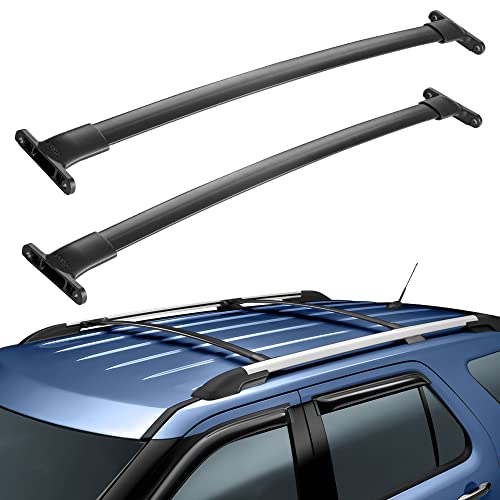 LEDKINGDOMUS Roof Rack Cross Bars, Compatible with 2016 2017 2018 2019 Ford Explorer, Aluminum Luggage Cross Bar, Cargo Rooftop Carrier Carrying Camping Gear Bike Roof Bag