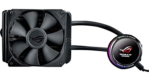 Asus ROG RYUO 120 RGB AIO Liquid CPU Cooler 120mm Radiator (120mm 4-Pin PWM Fan) with Livedash OLED Panel and Fanxpert CONTROLS
