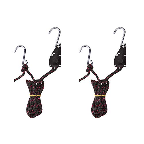 AA Products Ratchet Kayak and Canoe Bow and Stern Tie Down Straps Adjustable Rope Hanger (1/4″ x 10′, 2pcs,300LBS/Pair)