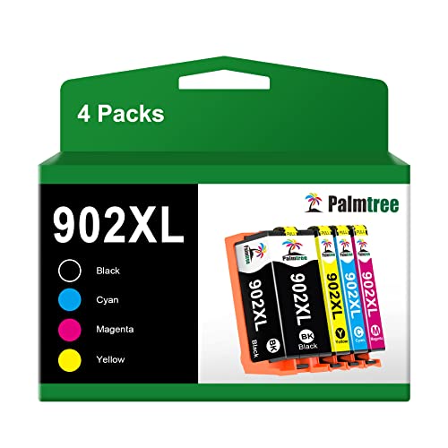 Palmtree Remanufactured Ink Cartridge Replacement for HP 902XL 902 XL Ink Cartridge High Yield Combo Pack to use with HP Officejet Pro 6978 6968 6970 6958 6962 6975 6960 6954 Printers (4-Packs)