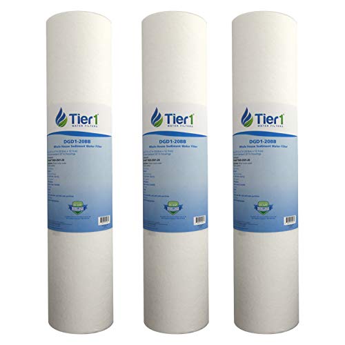 Tier1 1 Micron 20 Inch x 4.5 Inch | 3-Pack Spun Wound Polypropylene Whole House Sediment Water Filter Replacement Cartridge | Compatible with Pentek DGD-2501-20, 155360-43, P1-20BB, Home Water Filter