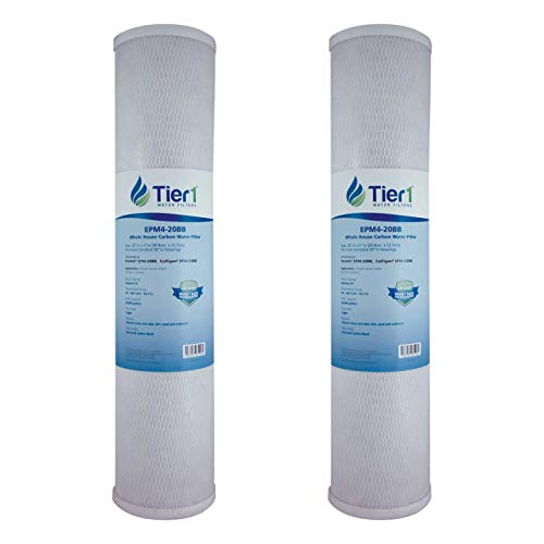 Tier1 10 Micron 20 Inch x 4.5 Inch | 2-Pack Whole House Carbon Block Water Filter Replacement Cartridge | Compatible with Pentek EPM-20BB, 155783-43, EPM4-20BB, Home Water Filter