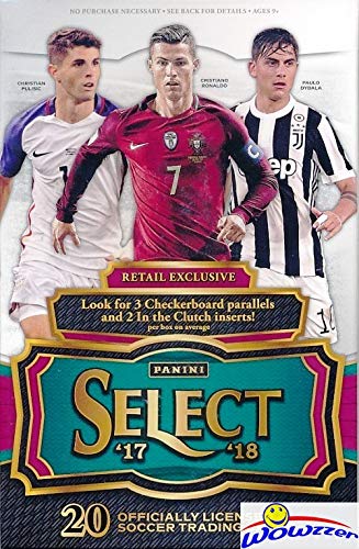 2017/18 Panini Select Soccer EXCLUSIVE Factory Sealed Retail Box with (3) Checkerboard Parallels & (2) Clutch Inserts! Look for KYLIAN MBAPPE ROOKIES! Look for Autos of Ronaldo, Messi, Pele & More!