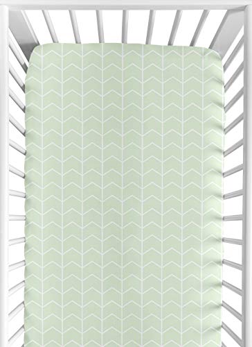 Sweet Jojo Designs Mint and White Chevron Arrow Baby or Toddler Fitted Crib Sheet for Watercolor Elephant Safari Collection