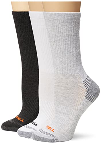 Merrell Unisex adults Men’s and Women’s Recycled Everyday Half Cushion – Unisex 3 Pair Pack Repreve Arch Support Casual Sock, Gray Assorted, Small US