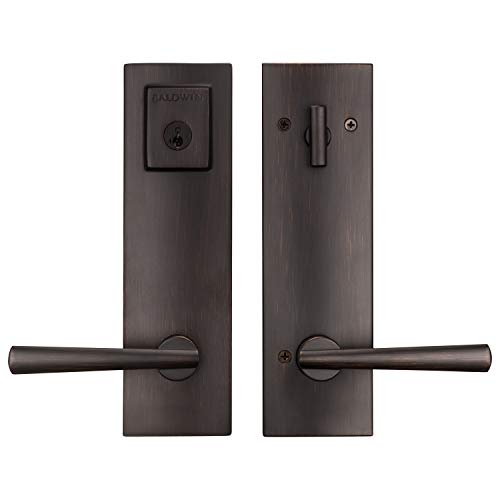 Baldwin Spyglass , Front Entry Handleset with Interior Lever, Featuring SmartKey Deadbolt Re-Key Technology and Microban Protection, in Venetian Bronze
