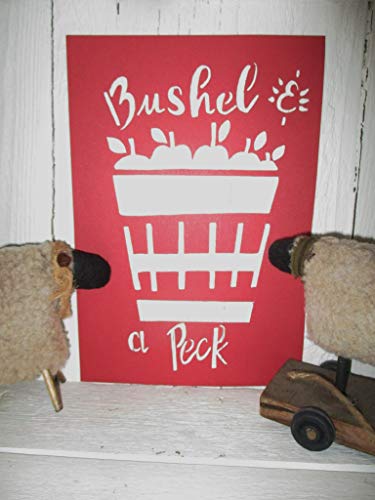 Vintage look BUSHEL AND A PECK apples apple apple barrel crate new calligraphy cardstock STENCIL primitive antique look .YOU RECEIVE QTY 2