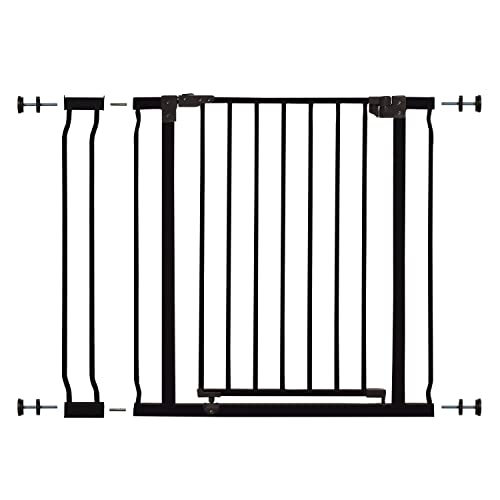 Dreambaby Liberty Walk Thru Auto Close Baby Safety Gate Set – with 3.5inch Extension Panel, Fits 29.5-36.5inch Openings – Pressure Mounted Security Gates – Model L1992BB – Black