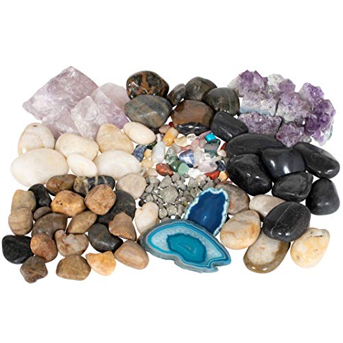 READY 2 LEARN Naturals – Real Stones & Minerals – Over 210 Pieces for DIY Crafts, Rock Collections and Sensory Play – 11 Different Stones, Minerals and Crystals