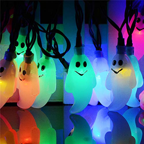 KORADA Solar Halloween Decorations String Lights, 21.32ft 30 LED Outdoor String Lights, Waterproof Cute Ghost LED Holiday Lightings for Home, Garden, Yard, Patio, Halloween Decorations (Multi Light)