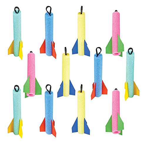 ArtCreativity Foam Finger Flyer Rockets – Pack of 12 – 6.5 Inches Big – Assorted Colors – Slingshot Method to Fly High – Fun Carnival Toy and Party Favor – Amazing Gift Idea for Boys and Girls Ages 3+