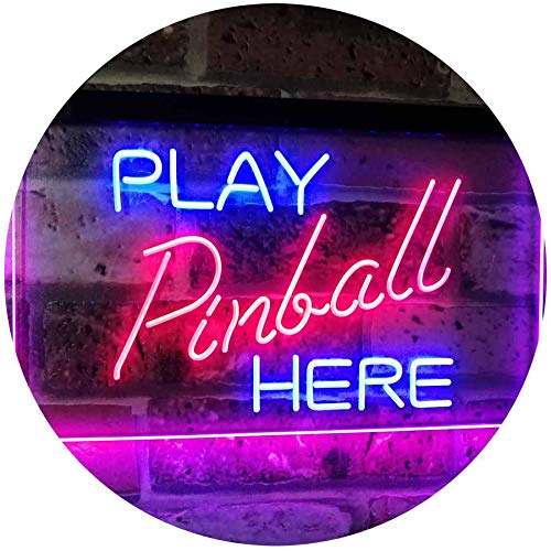 ADVPRO Pinball Room Play Here Display Game Man Cave Décor Dual Color LED Neon Sign Blue & Red 16″ x 12″ st6s43-i2619-br