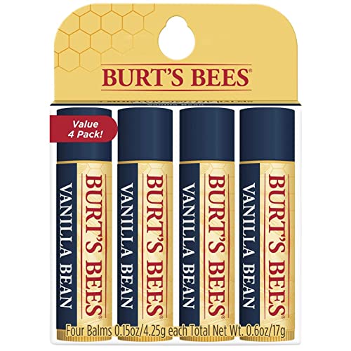 Burt’s Bees 100% Natural Moisturizing Lip Balm, Vanilla Bean – 4 Tubes
