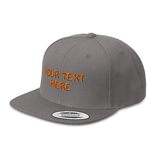 Snapback Hats for Men & Women Custom Personalized Text Acrylic Flat Bill Baseball Cap Snapback Dark Grey One Size