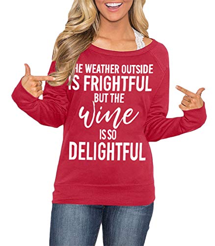 Christmas Women’s Graphic Cotton Reindeer Sweatshirt Maroon Long Sleeve Raglan Holiday Shirts M