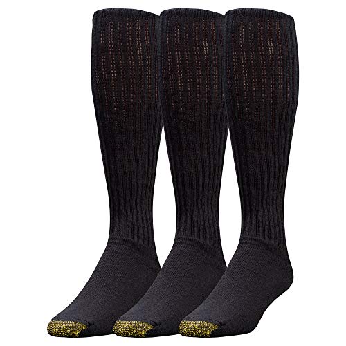 Gold Toe Men’s Ultra Tec Performance Over The Calf Athletic Socks, 3-Pack, Black, Shoe Size: 6-12.5 (2 PK 6 PAIRS), Black)