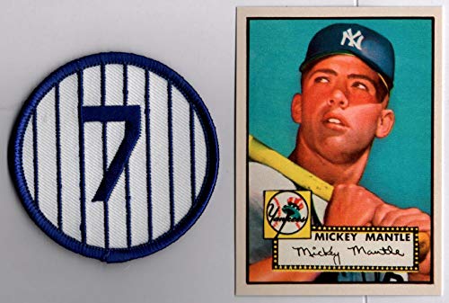 Mickey Mantle 1952 Topps Baseball Rookie RC Reprint Card and No. 7 Patch New York – Baseball Card