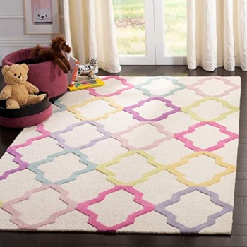 SAFAVIEH Kids Collection 5′ x 8′ Ivory/Multi SFK102A Handmade Trellis Wool Area Rug | The Storepaperoomates Retail Market - Fast Affordable Shopping