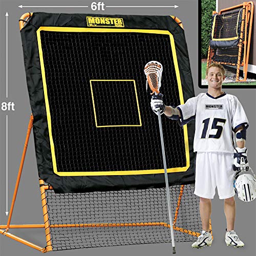 EZGoal 8’X6′ Professional Folding Lacrosse Rebounder | LAX Throwback to Practice Your Passes and Catches,Orange