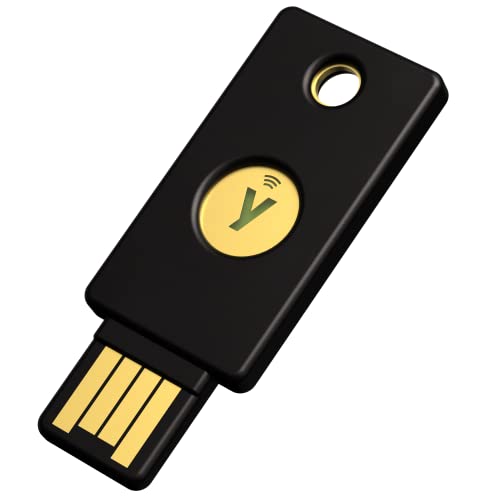 Yubico Security Key, YubiKey 5, NFC Login, U2F, FIDO2, USB-A Ports, Dual Verification, Heavy Duty, Shock Resistant, Waterproof