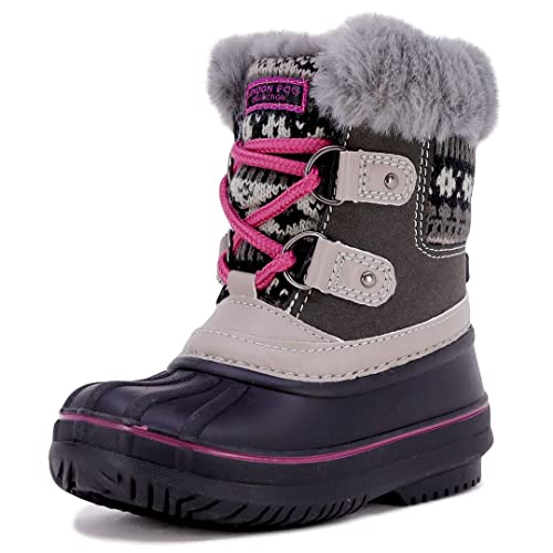 LONDON FOG Girls Toddler Tottenham Cold Weather Snow Boot GY/PK size 7 Toddler