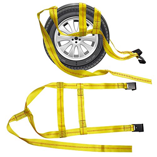 BANG4BUCK 2 Pieces 5ft Universal Adjustable Tie Down Tow Dolly Basket Straps for Demco Kar Kaddy Dollys 10,000 lb Strength with 2 Flat Hooks