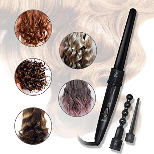 6 in 1 Curling Iron Wand Set with 6 Interchangeable Ceramic Barrels and Heat Protective Glove (Black-6in1) (Black-6) | The Storepaperoomates Retail Market - Fast Affordable Shopping