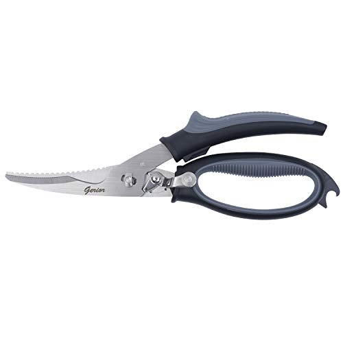 Gerior Spring Loaded Poultry Shears – Heavy Duty Kitchen Scissors for Cutting Chicken, Poultry, Game, Bone, Meat – Chopping Food, Herb – Stainless Steel – Black