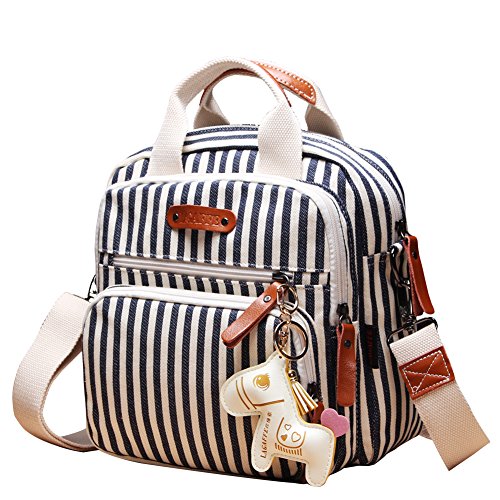 Mini Multi-Function Diaper Bag Tote Messenger Backpack-Stripes