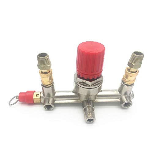 COMOK Double Outlet Tube Alloy Pressure Valve Switch Air Compressor Fittings Regulator Manifold Accessories