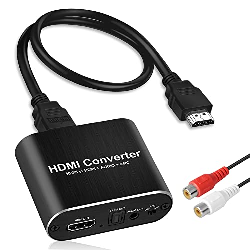 avedio links 4K@60Hz HDMI Audio Extractor, HDMI to HDMI + Optical Toslink SPDIF + 3.5mm AUX Stereo Audio Out, HDMI Audio Converter Adapter Splitter Support HDCP1.4 Full HD 1080P 3D