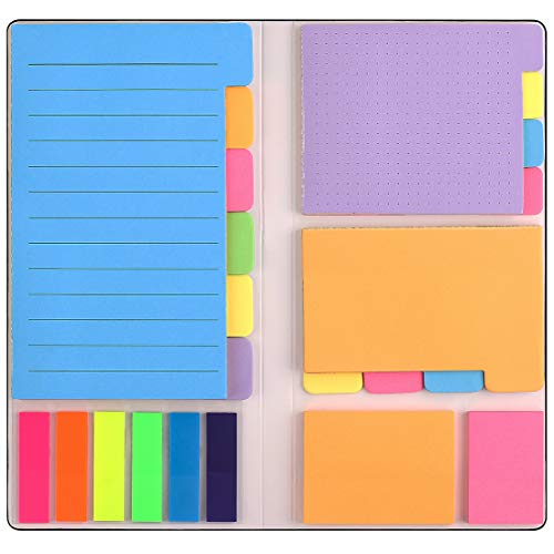 Sticky Notes Set, Divider Self-Stick Notes Pads Bundle with Bookmark Index for Planner Bullet Journaling Notebook Textbook Calendar, School Home Office Supplies. 402Pcs Divider Sticky Notes