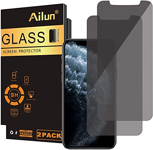 Ailun Privacy Screen Protector for iPhone 11 Pro Max/iPhone Xs Max [6.5 Inch] 2Pack Anti Spy Private Case Friendly Tempered Glass [Black]
