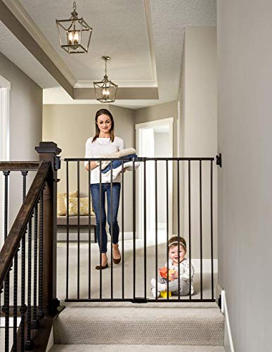 Regalo 2-in-1 Extra Tall Easy Swing Stairway and Hallway Walk Through Baby Gate, Black 1 Count (Pack of 1)