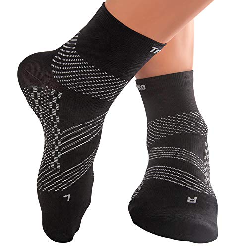 TechWare Pro Ankle Compression Socks – Plantar Fasciitis Socks. Ankle Brace & Foot Support. (Black Medium)