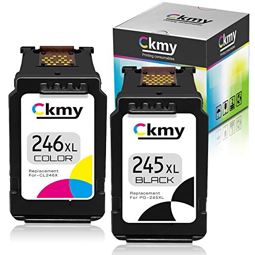 CKMY Remanufactured 245XL 246XL Ink Cartridge Replacement for Canon 245 246 PG-245XL CL-246XL Black Color Combo Pack Used for Canon Pixma MX492 MX490 TS3122 MG2522 TR4520 TS3322 TR4522 Printer, 2-Pack