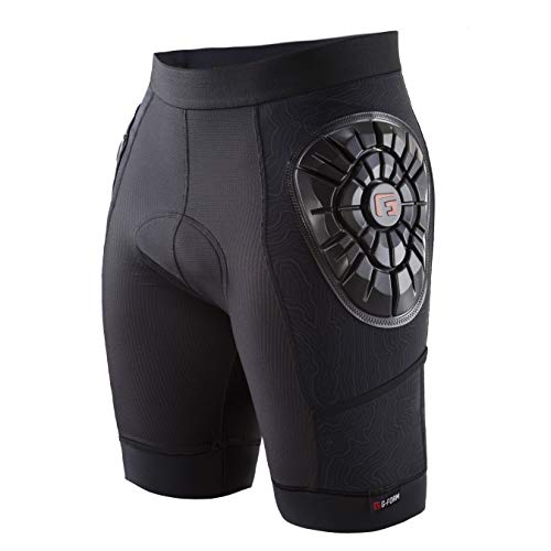 G-Form Men’s Padded Mountain Bike Liner Shorts – Compression Bike Shorts – Black Topo, Adult Small