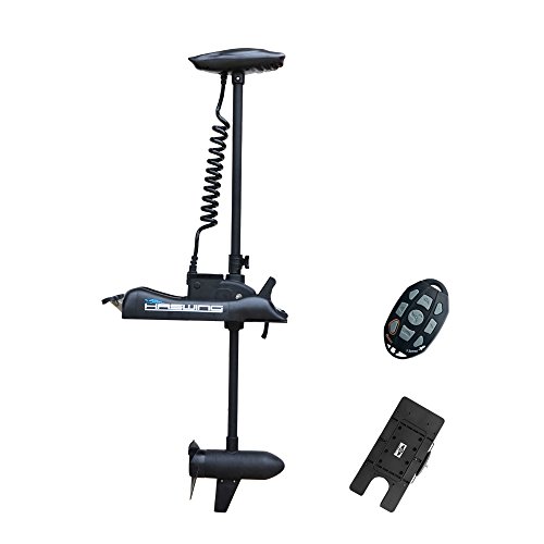 AQUOS Haswing 12V 55LBS Bow Mount Trolling Motor with Remote Control and Quick Release Bracket for Pontoon Boat Fishing (Black, 54)