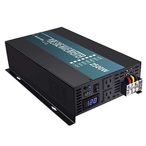 2500 watt 12V Pure Sine Wave Inverter, Automotive Car Power Inverter,Dual 120V AC outlets, DC to AC,Best Back Up Power Supply for RV,Home,Office