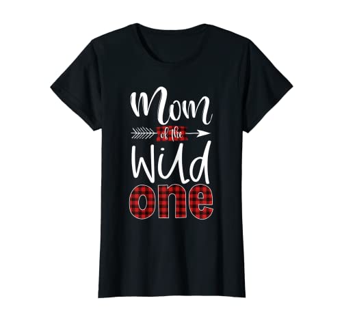 Womens Mom of the Wild One Shirt Plaid Lumberjack 1st Birthday Tee
