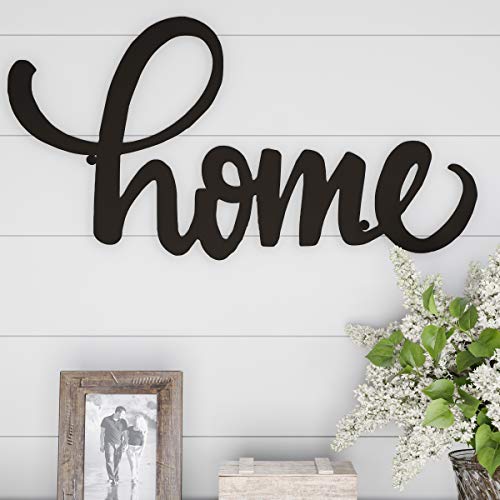 Lavish Home Metal Cutout Wall Sign-3D Word Art Home Accent Decor-Perfect for Modern Rustic or Vintage Farmhouse Style, Dark Brown
