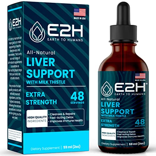 E2H Liver Support Supplement with Milk Thistle – Liver Cleanse and Detox – Artichoke Extract, Dandelion Root, Chanca Piedra, and More – Absorbent Liquid Formula – 2 Fl Oz