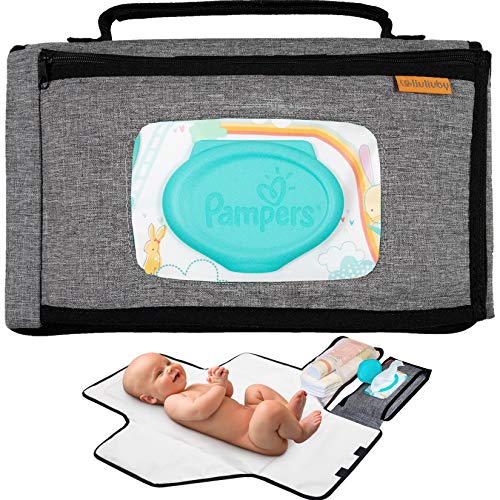 liuliuby Smart Changing Kit – Portable Diaper Changing Pad with Wipes Dispenser Pocket – Extra Large Mat for Baby and Toddler…