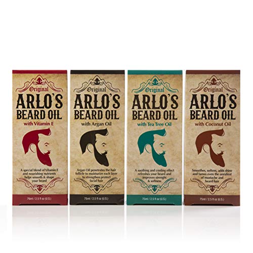 Arlos Beard Oil Includes – Argan Tea Tree Vitamin E and Coconut (4 Pack)