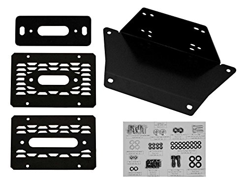 SuperATV Winch Mounting Plate for 2015-2016 Polaris Ranger XP 570 (PRO-FIT Cab) | 3/16″ Steel Plating | Polaris Winch Mount Powder Coating Prevents Corrosion | Bolt-On Installation!