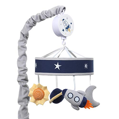 Lambs & Ivy Milky Way Musical Baby Crib Mobile – Blue/Navy/Gray Space Theme